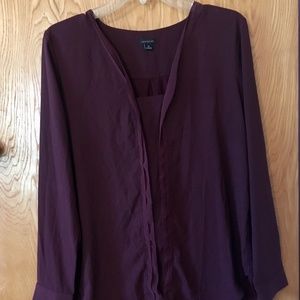 Ann Taylor Long Sleeve Purple Blouse